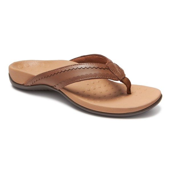 Vionic Sandals Ireland - Ashten Toe Post Sandal Brown - Womens Shoes In Store | HJQIS-1307